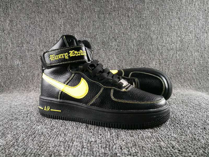 Women VLONE x Nike Air Force 1 High Collection Black Yellow Shoes